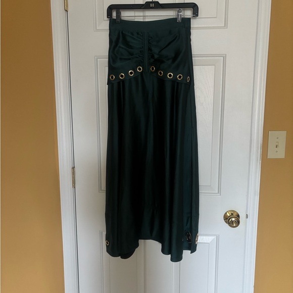 Self-Portrait Dresses & Skirts - Self-Portrait Dark Green Maxi Skirt with Grommet Trim